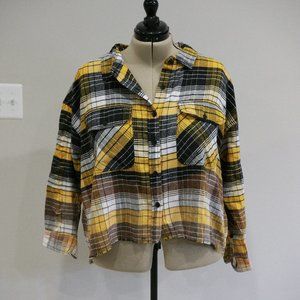 NWT Oversized Yellow/Black Flannel